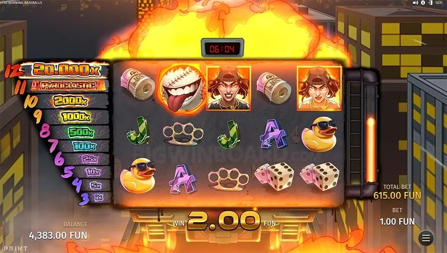 12 Burning Baseballs slot