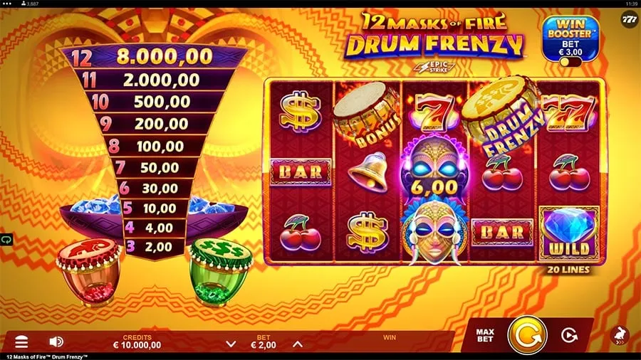 12 Masks of Fire Drum Frenzy slot