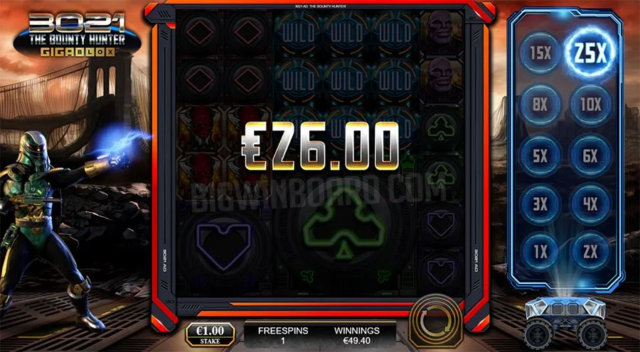 3021 AD The Bounty Hunter Gigablox slot