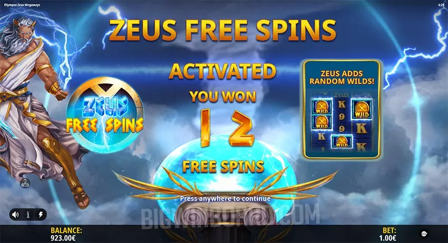 Olympus Zeus Megaways slot