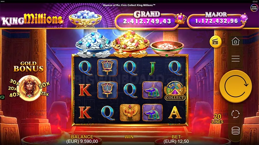 Queens of Ra Coin Collect King Millions slot