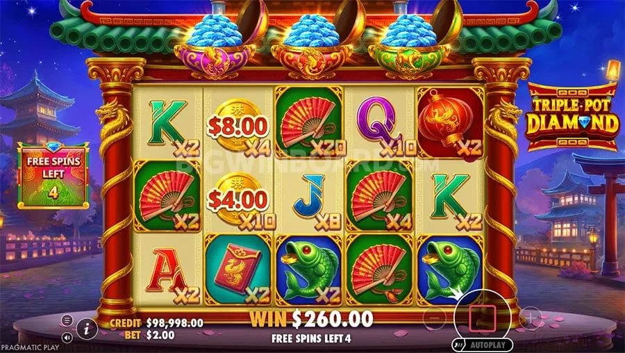 Triple Pot Diamond slot